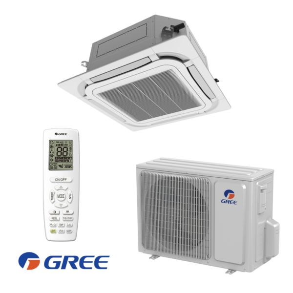 Gree U-Match ceiling cassette air conditioner indoor unit, outdoor unit, and remote control