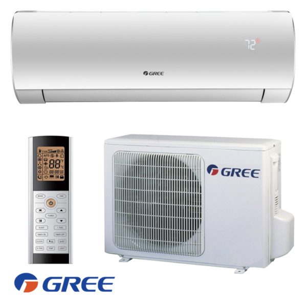 Gree Fairy wall mounted split air conditioner indoor unit, outdoor unit, and remote control