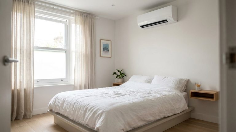 Wall-mounted air conditioning unit correctly sized for a UK bedroom